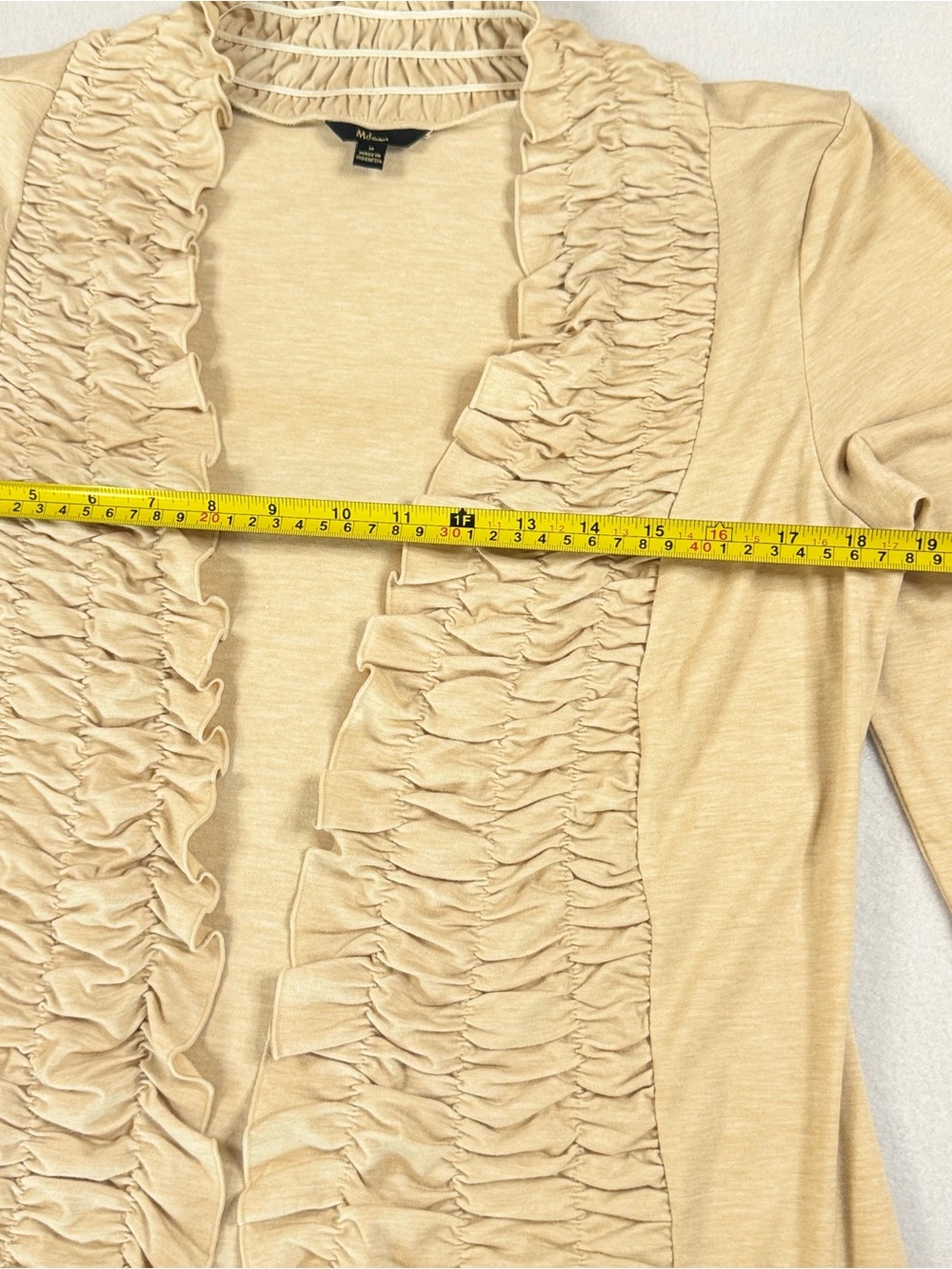 Milano Cream Ruffle-Front Sweater Cardigan - Picture 5 of 6